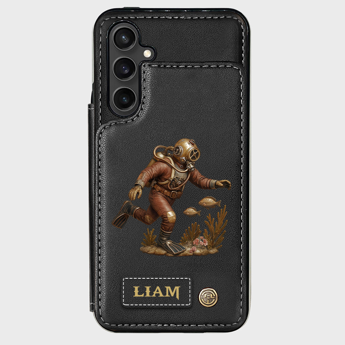 Cadeau pour les passionnés de plongée sous-marine - Étui portefeuille/téléphone personnalisé sur le thème de la plongée