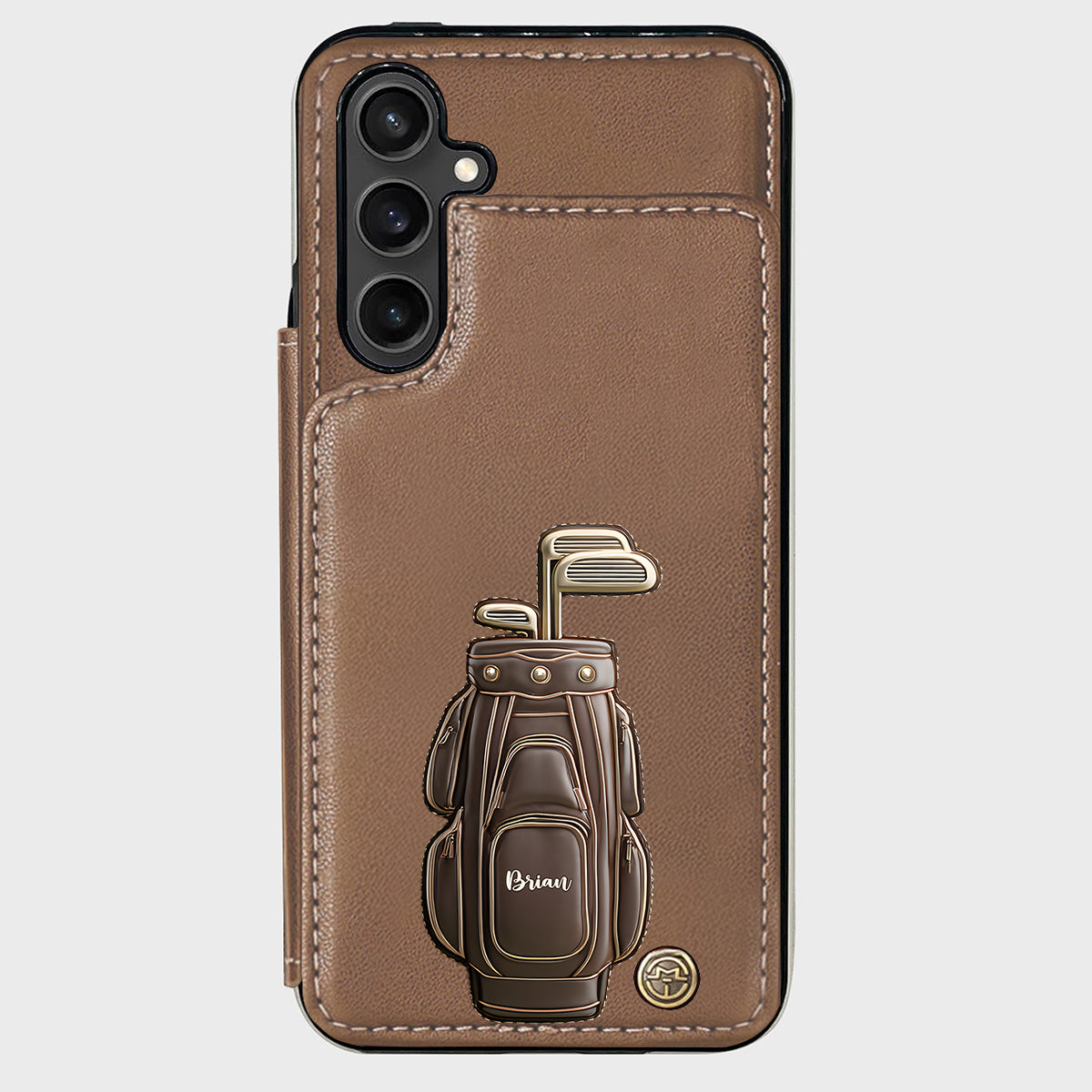 Cadeau de luxe pour golfeur - Étui portefeuille/téléphone personnalisé avec nom - Nom personnalisé