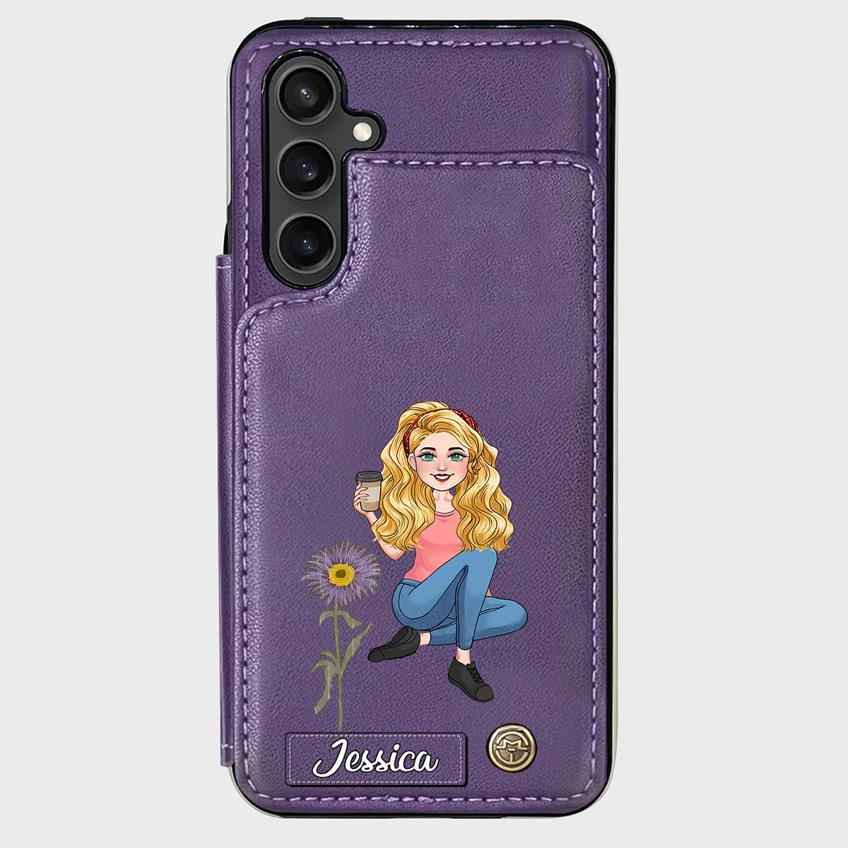 Cadeau pour le mois d'anniversaire d'une amie - Étui portefeuille personnalisé pour téléphone