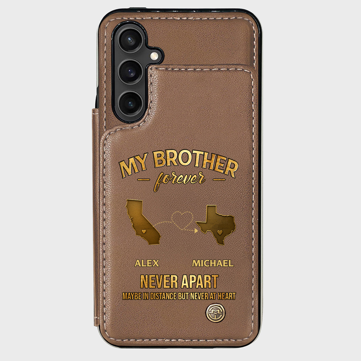 My Brother/ Sister/ Son... Forever, Never Apart Maby In Distance But Never At Heart - Personalized Sibling Wallet Phone Case