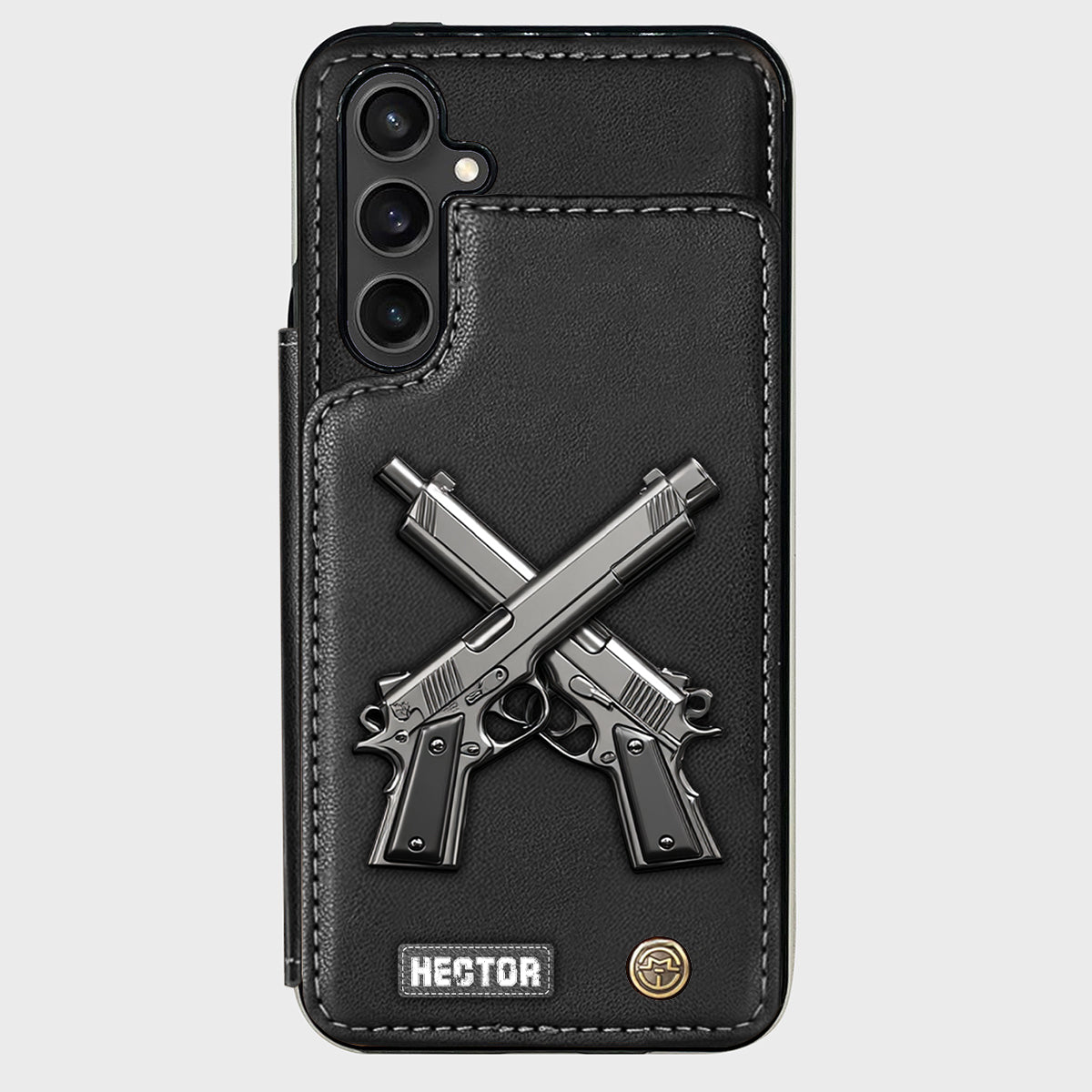 Étui portefeuille pour téléphone avec pistolets croisés - Équipement tactique personnalisé