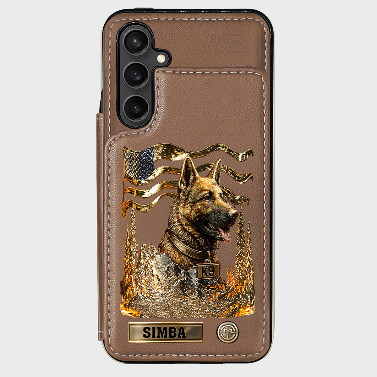 J'aime mon chien - Étui portefeuille/téléphone personnalisé avec un berger allemand