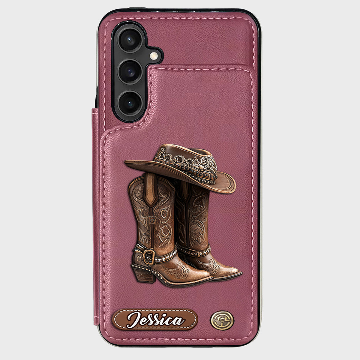 Western Spirit - Étui portefeuille personnalisé pour téléphone, style cowgirl