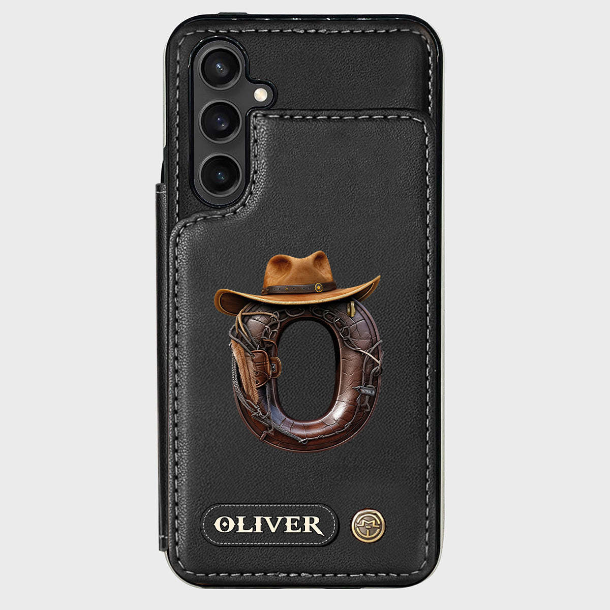 Étui portefeuille/téléphone personnalisé style western avec initiale du prénom - Cowboy/Cowgirl