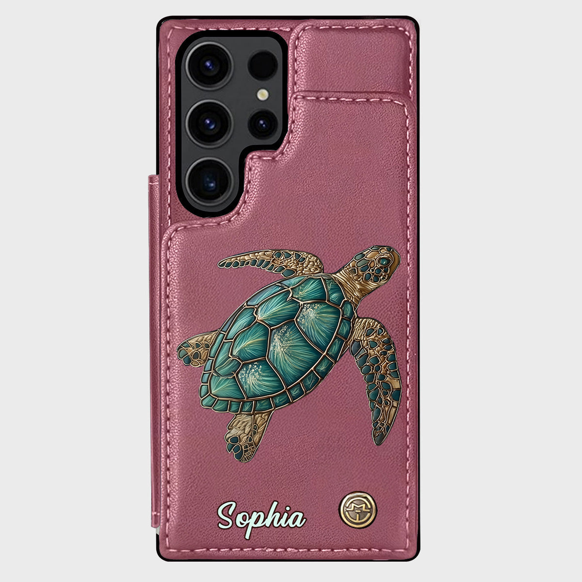 Étui portefeuille personnalisé pour téléphone portable avec une tortue - J'adore les tortues
