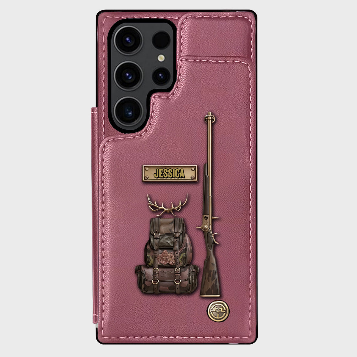 Cadeau de luxe pour chasseur - Étui portefeuille personnalisé pour téléphone sur le thème de la chasse