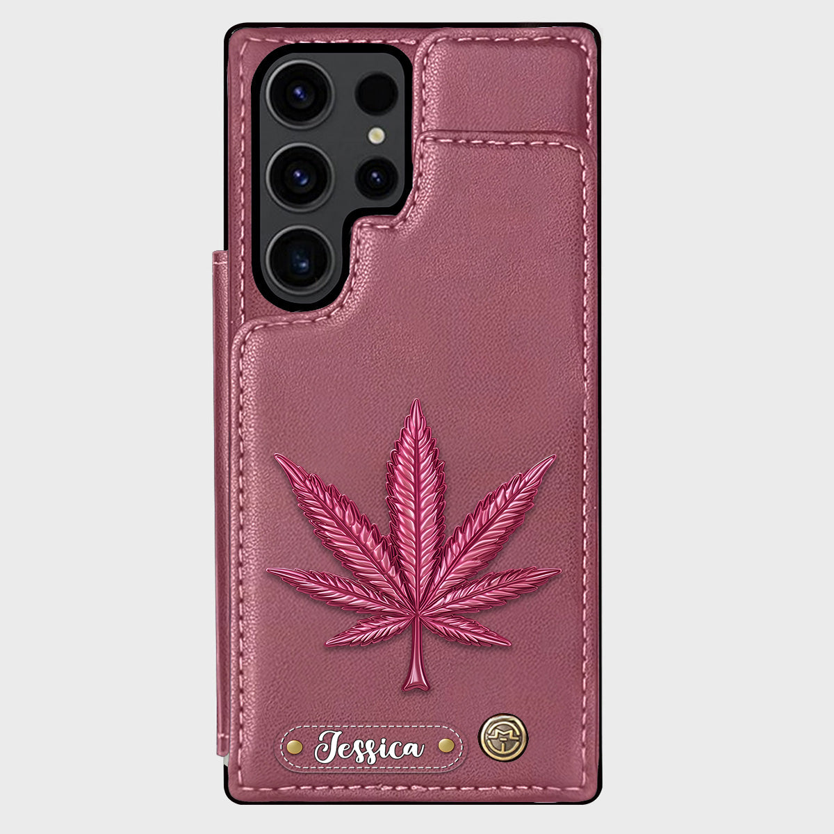 Bonne humeur - Étui portefeuille personnalisé pour téléphone avec motif cannabis