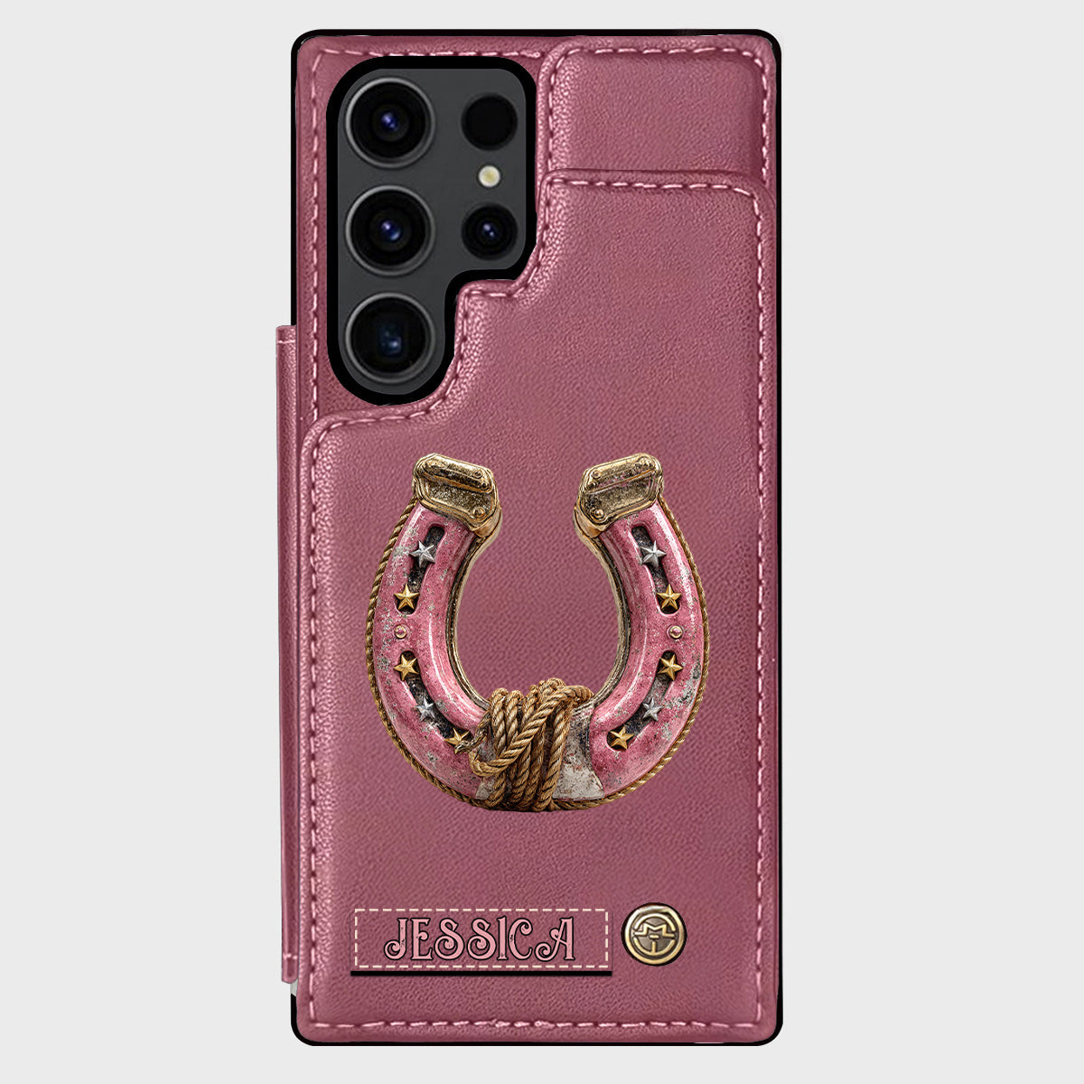 Étui portefeuille personnalisé Horseshoe pour téléphone - Motif cheval