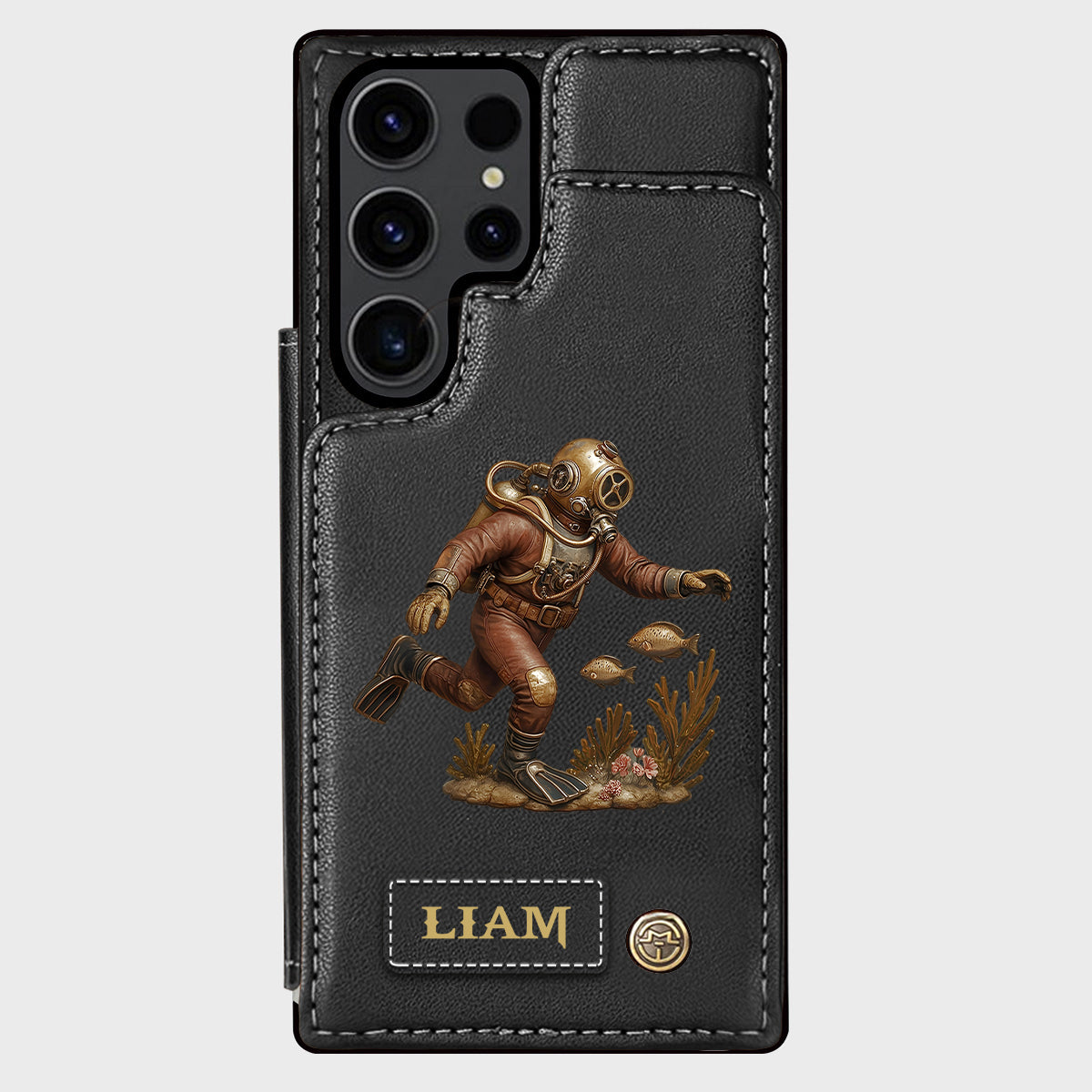 Cadeau pour les passionnés de plongée sous-marine - Étui portefeuille/téléphone personnalisé sur le thème de la plongée