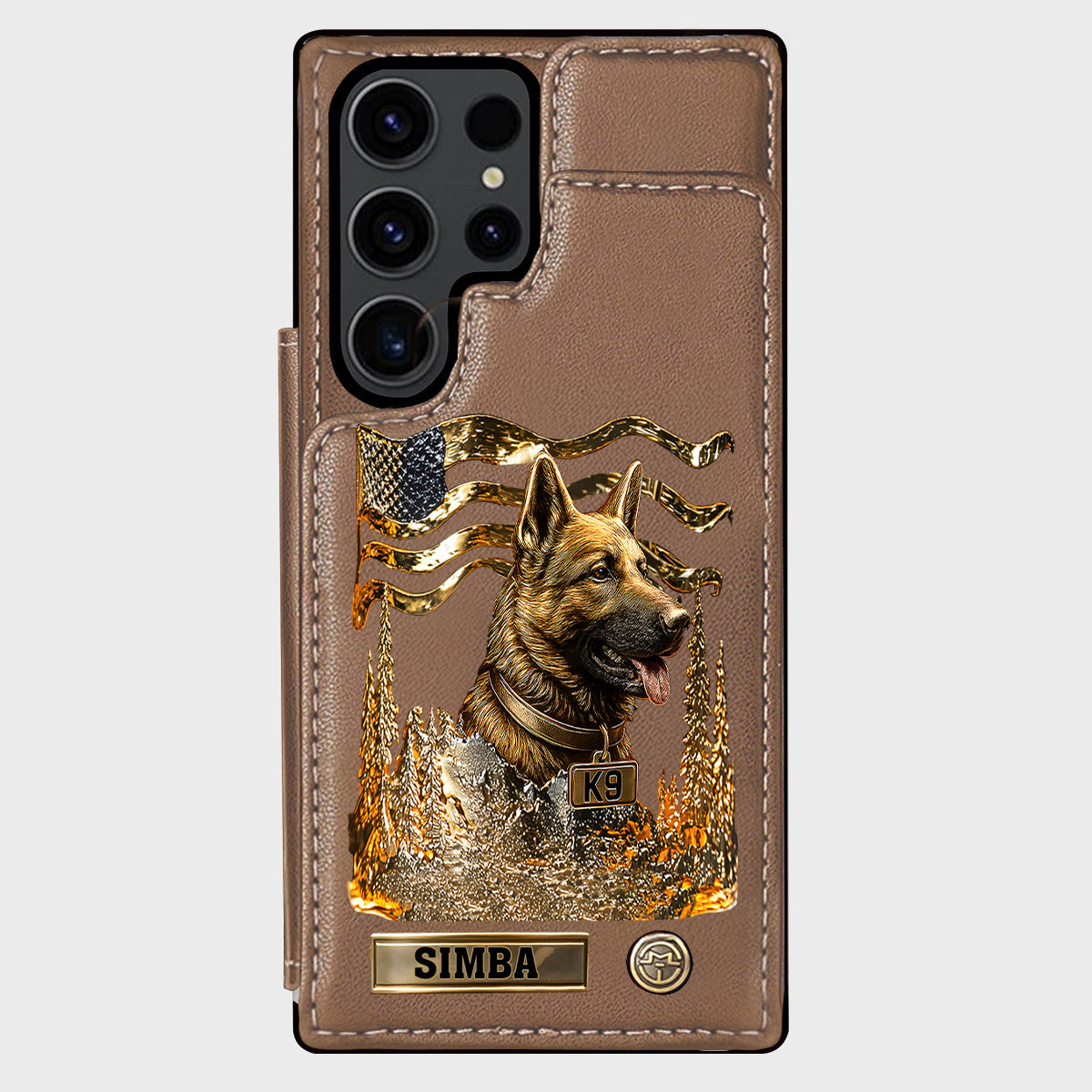 J'aime mon chien - Étui portefeuille/téléphone personnalisé avec un berger allemand
