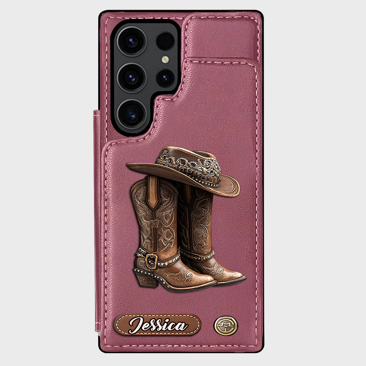 Western Spirit - Étui portefeuille personnalisé pour téléphone, style cowgirl