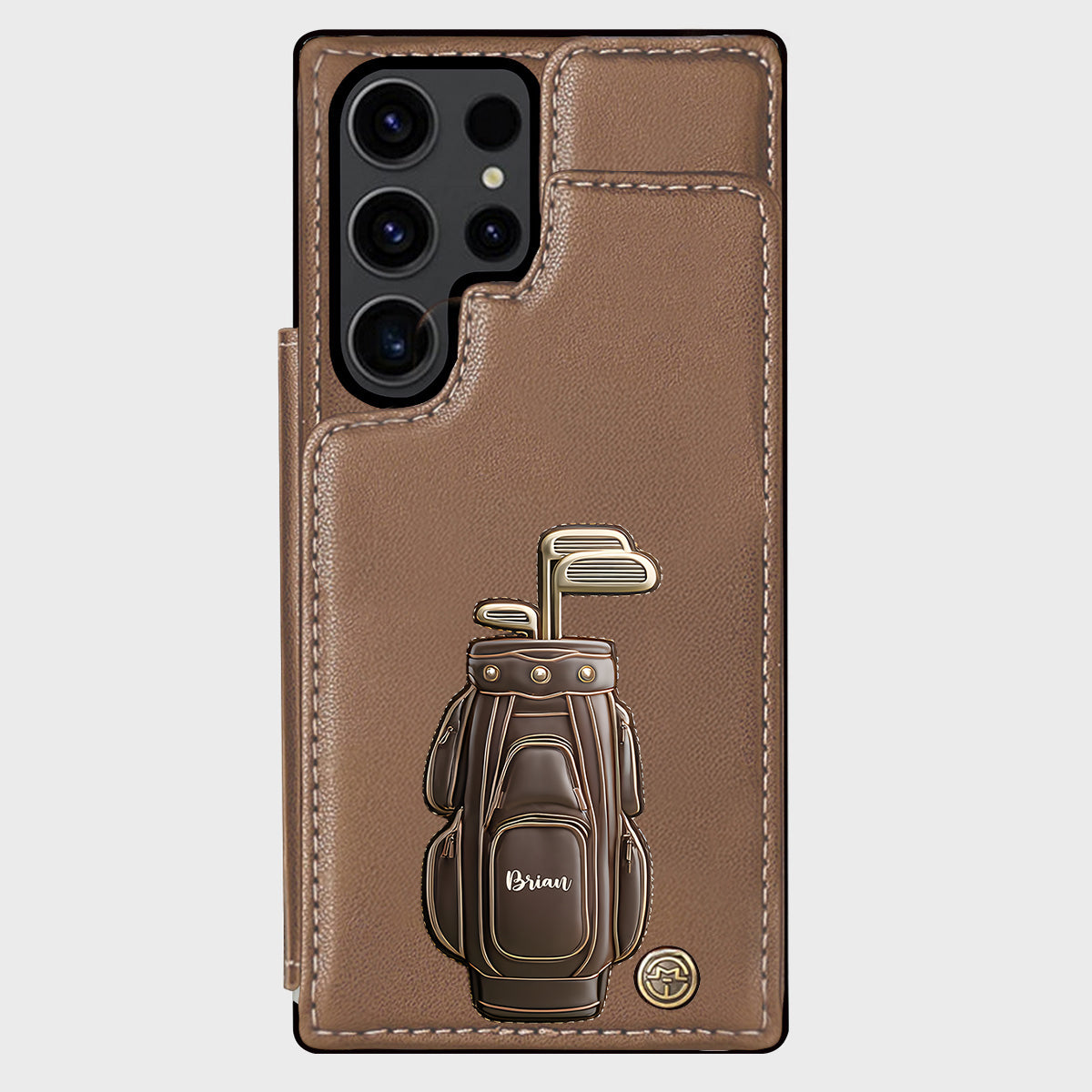 Cadeau de luxe pour golfeur - Étui portefeuille/téléphone personnalisé avec nom - Nom personnalisé