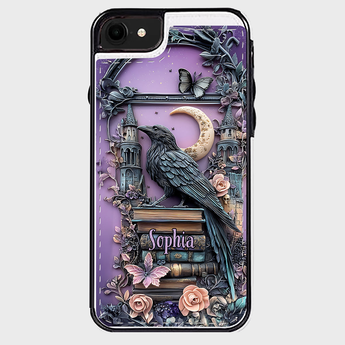 Étui portefeuille pliable personnalisé Dark Academia Book Reader - Étui de téléphone avec livre intégré