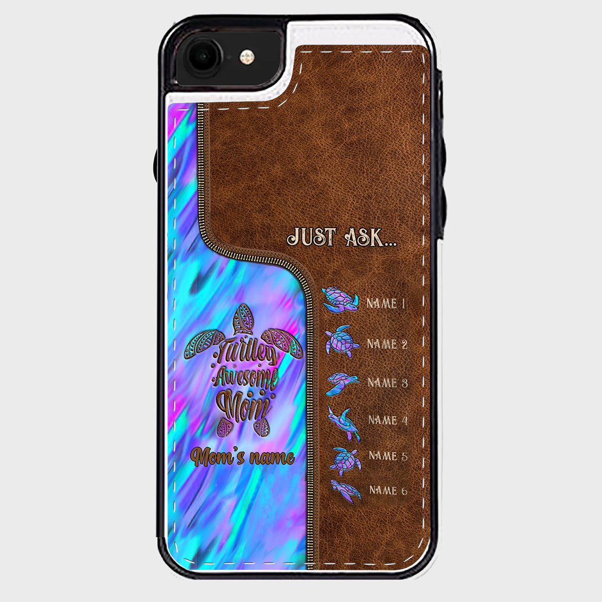 Étui portefeuille pliable personnalisé « Main dans la main » pour téléphone, motif maman