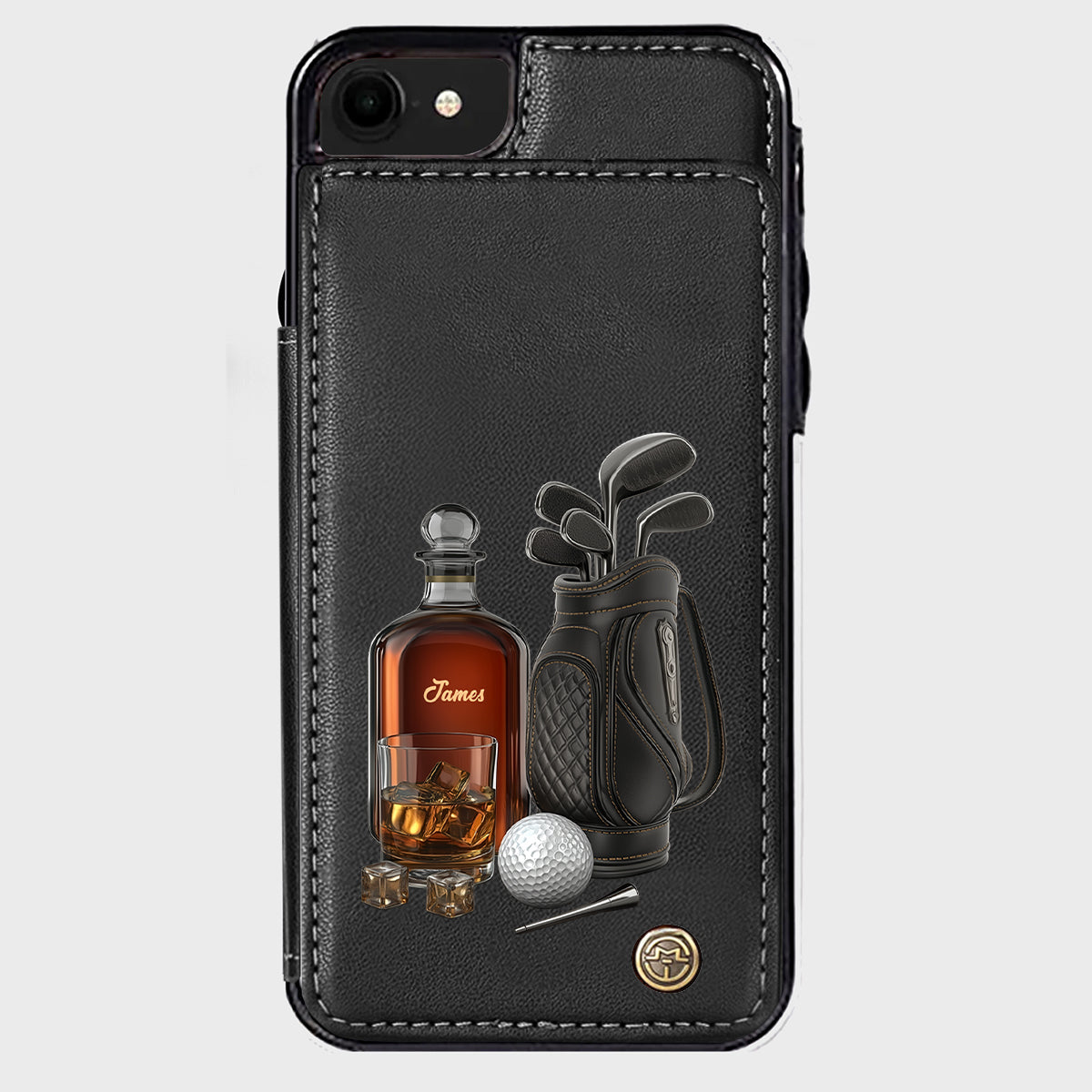 Whiskey & Golf - Étui portefeuille de téléphone personnalisé sur le thème du golf