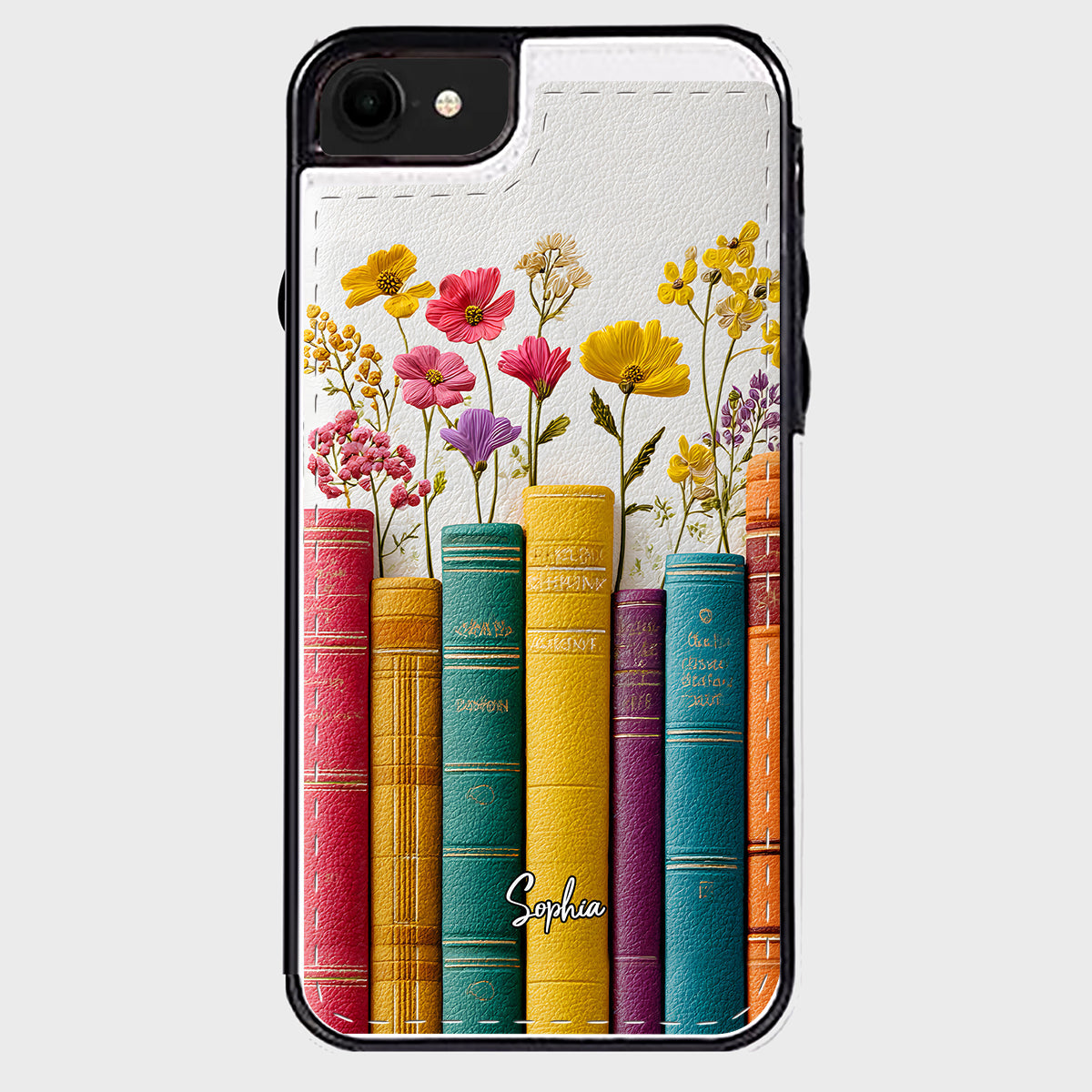 Livre de fleurs vintage - Étui portefeuille pliable personnalisé pour téléphone