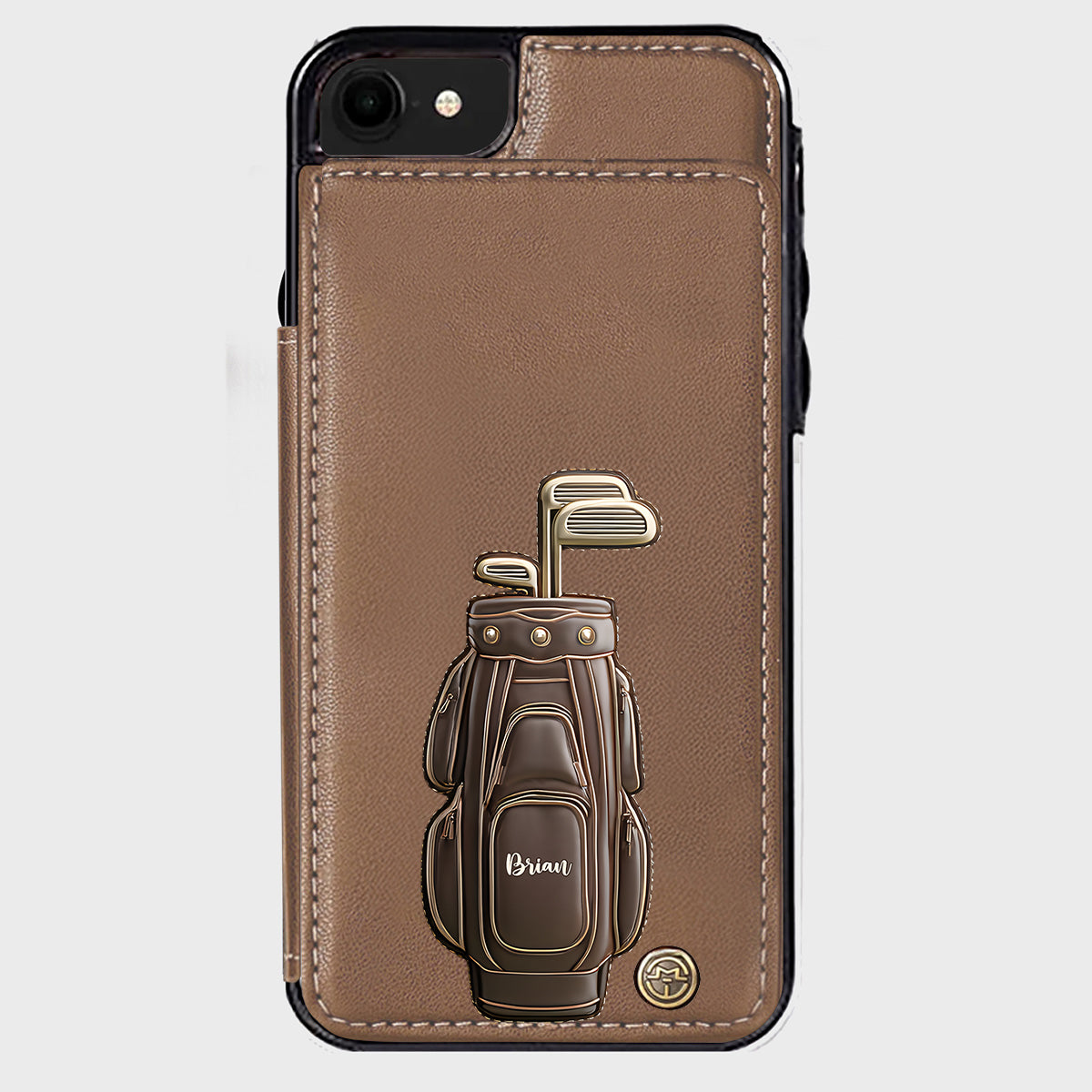 Cadeau de luxe pour golfeur - Étui portefeuille/téléphone personnalisé avec nom - Nom personnalisé