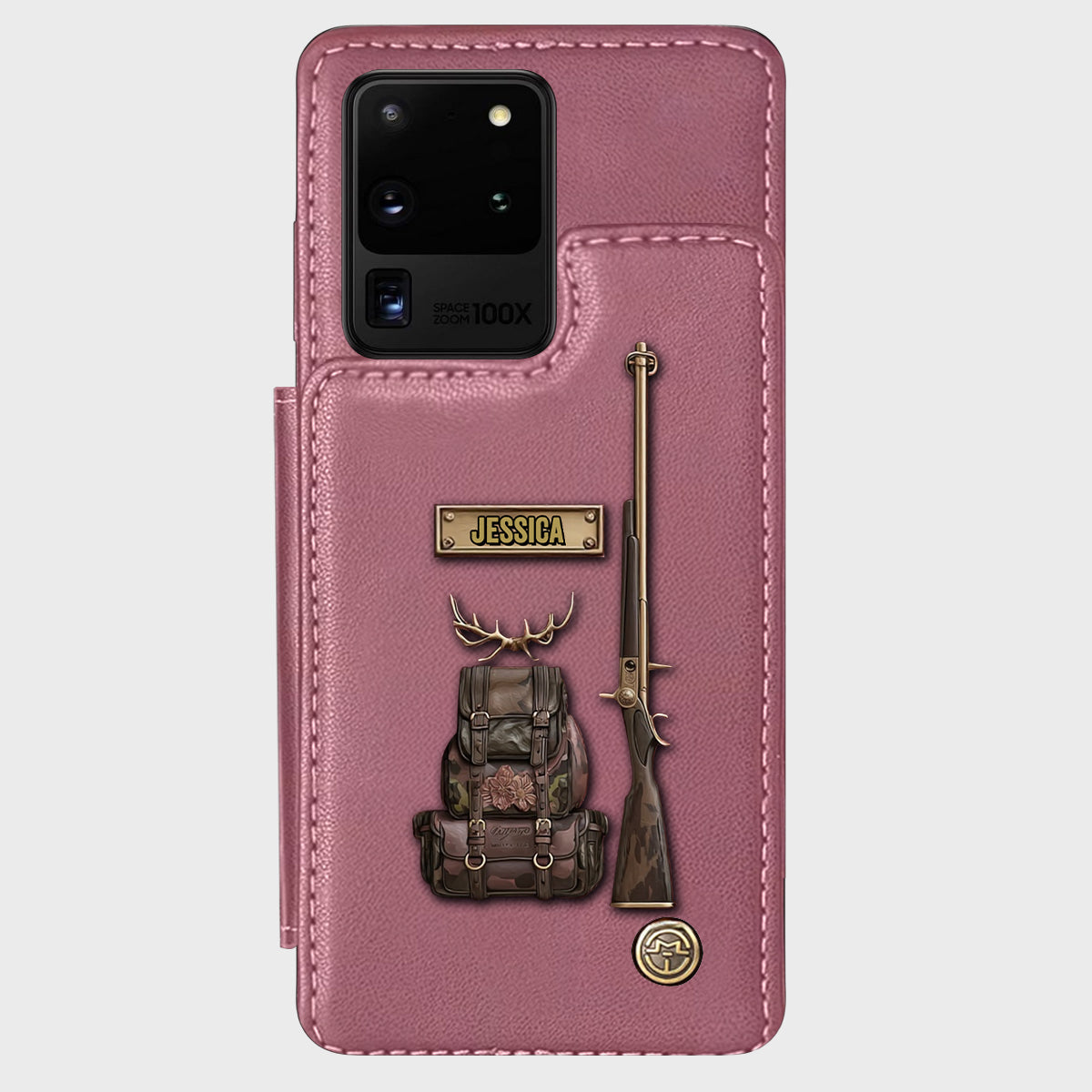 Cadeau de luxe pour chasseur - Étui portefeuille personnalisé pour téléphone sur le thème de la chasse