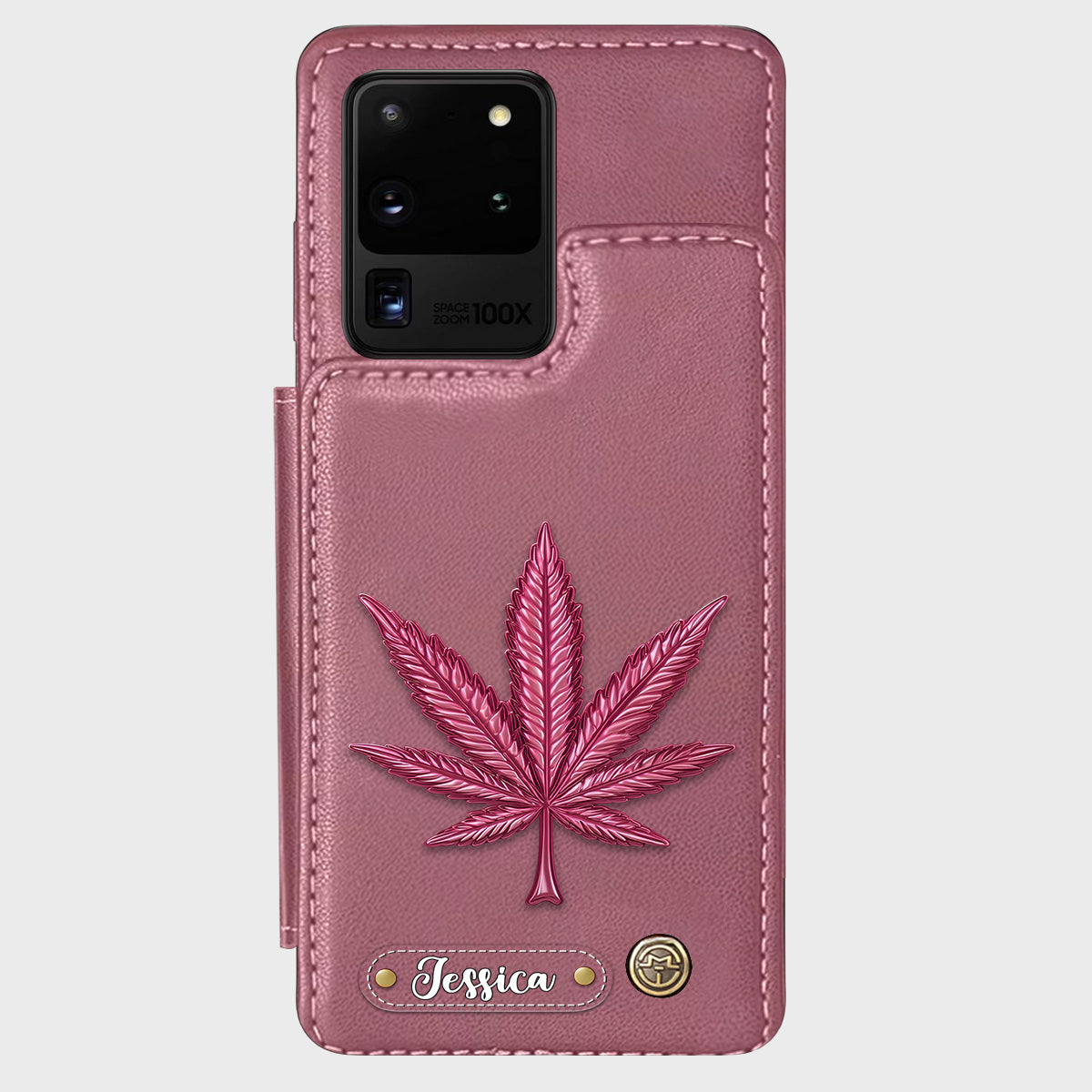 Bonne humeur - Étui portefeuille personnalisé pour téléphone avec motif cannabis