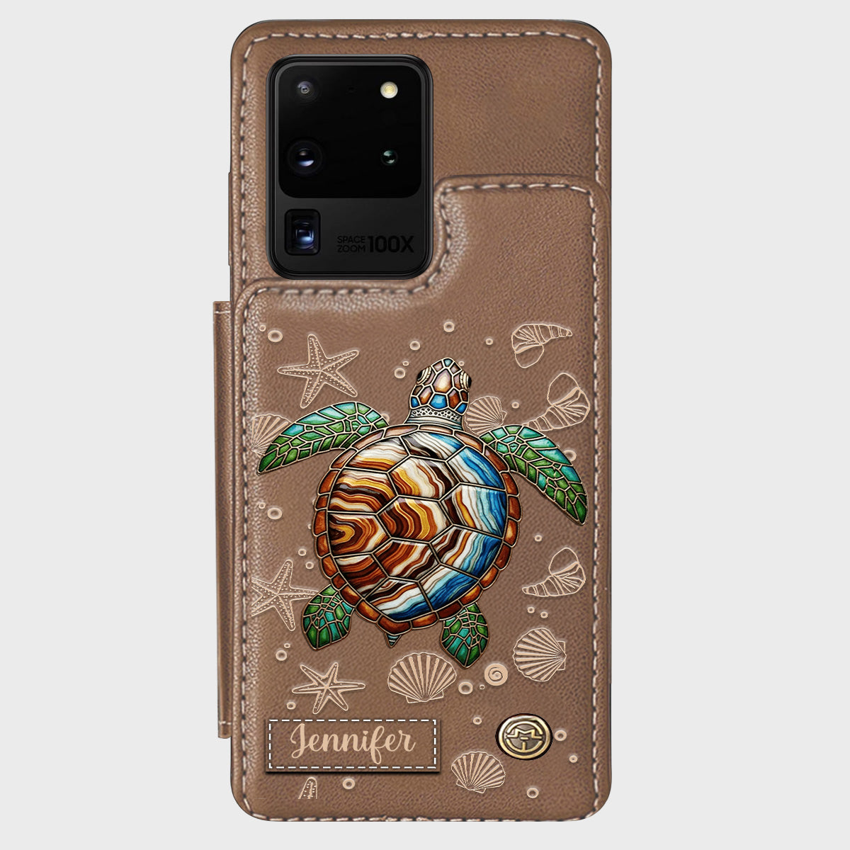 Étui portefeuille personnalisé Tortue et Mer - Étui de téléphone à motif tortue