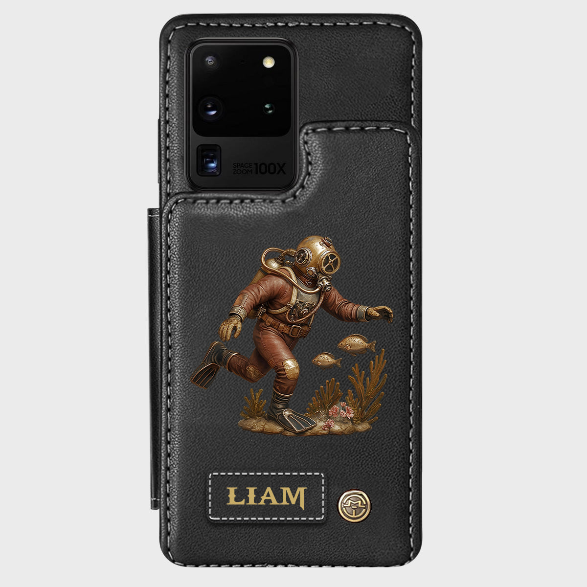 Cadeau pour les passionnés de plongée sous-marine - Étui portefeuille/téléphone personnalisé sur le thème de la plongée