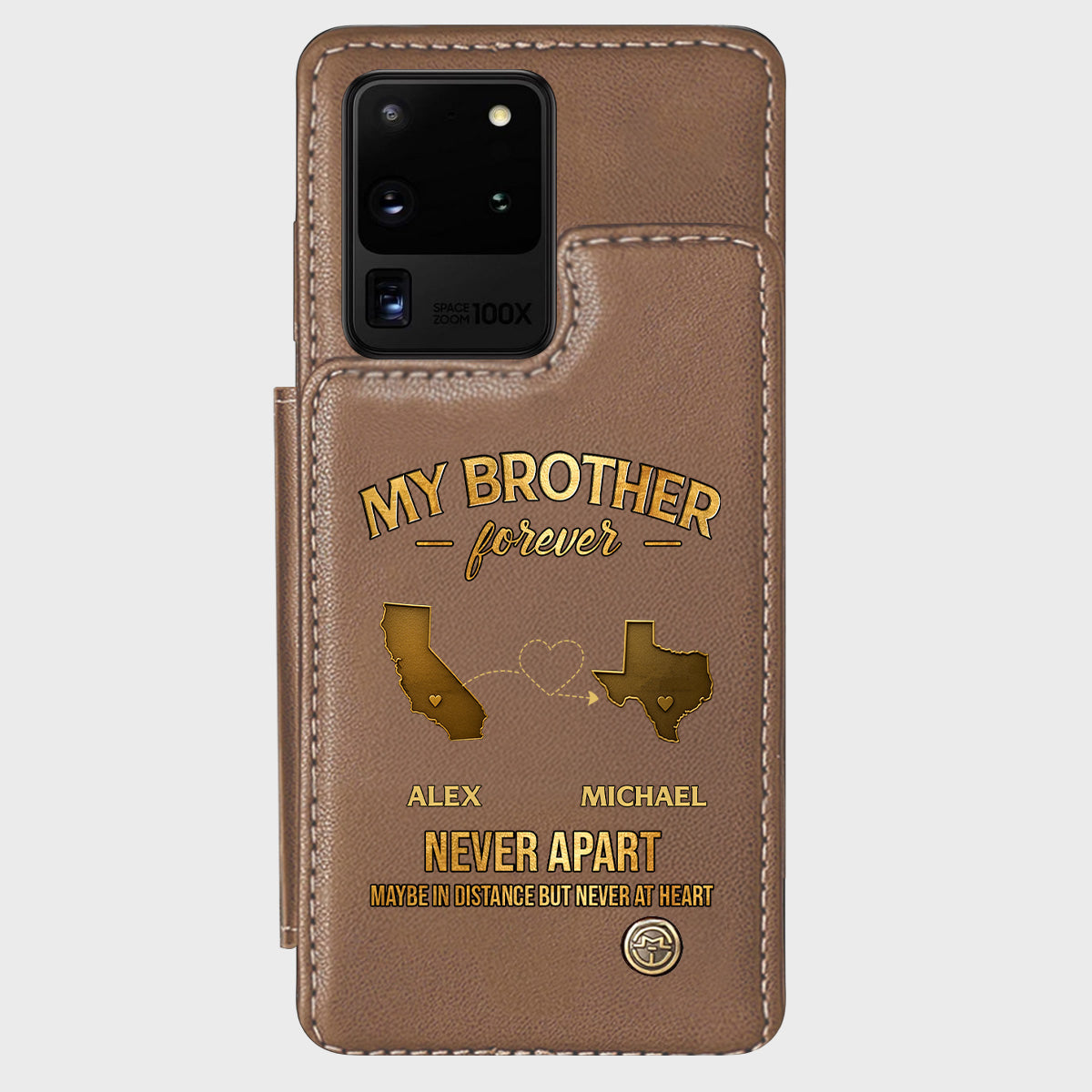 My Brother/ Sister/ Son... Forever, Never Apart Maby In Distance But Never At Heart - Personalized Sibling Wallet Phone Case