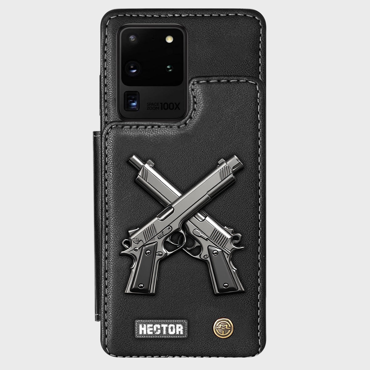 Étui portefeuille pour téléphone avec pistolets croisés - Équipement tactique personnalisé