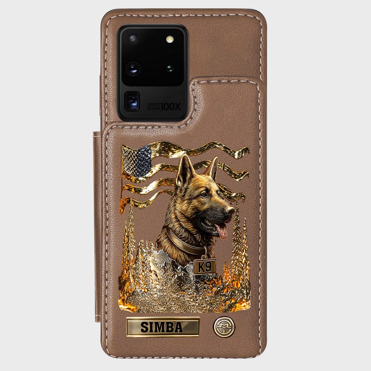 J'aime mon chien - Étui portefeuille/téléphone personnalisé avec un berger allemand