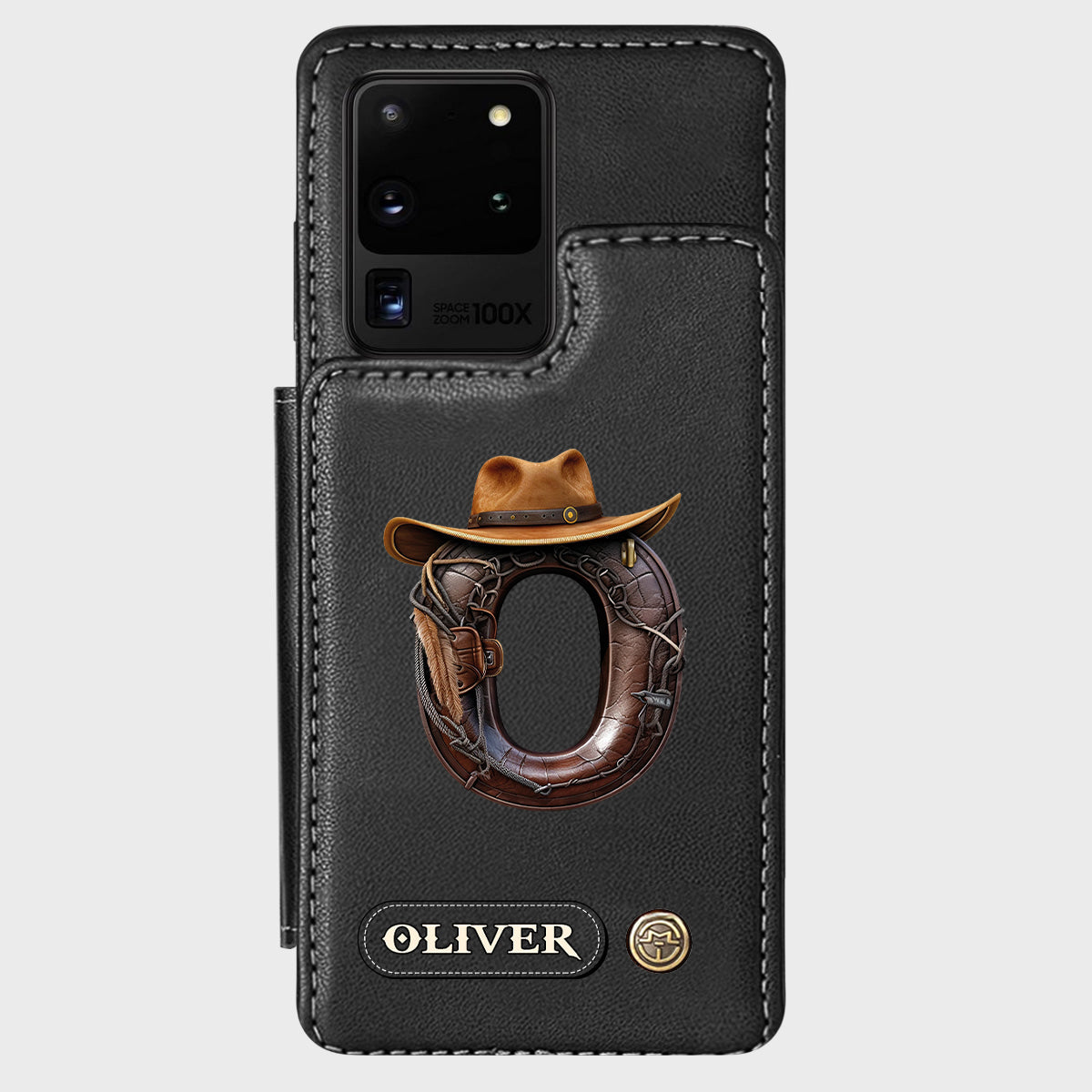 Étui portefeuille/téléphone personnalisé style western avec initiale du prénom - Cowboy/Cowgirl