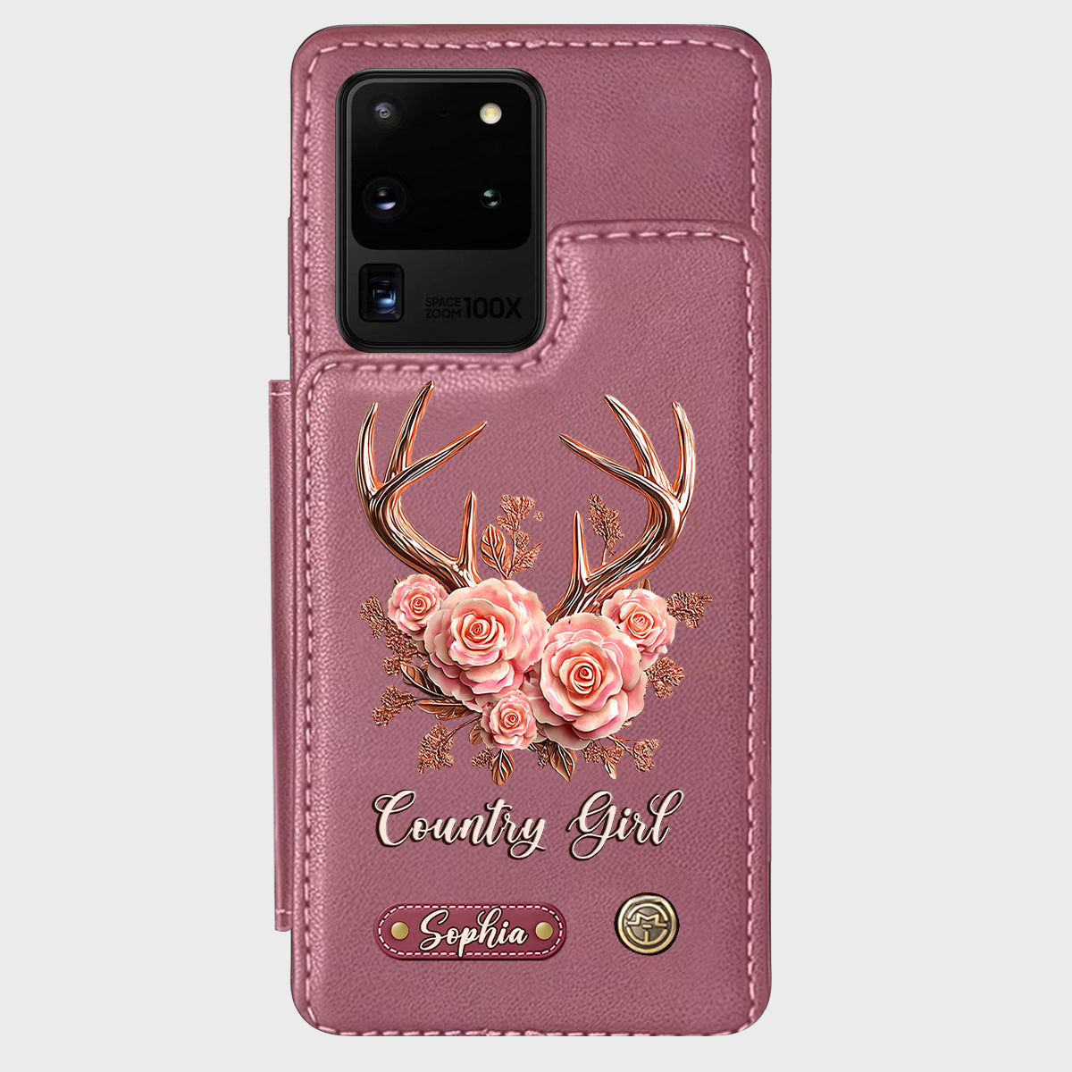 Étui portefeuille personnalisé Country Girl - Étui de téléphone à motif chasse
