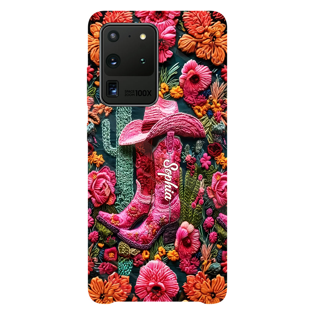 Coque de téléphone personnalisée « Cowgirl rose » avec imprimé intégral