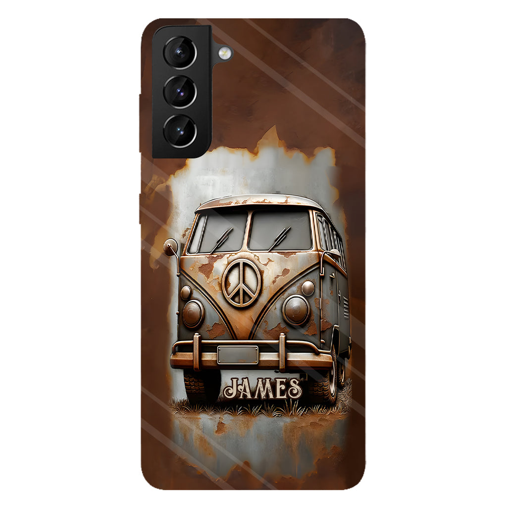 Camper Van Peace Symbol Vintage Soul - Personalized Hippie Full Print Phone Case