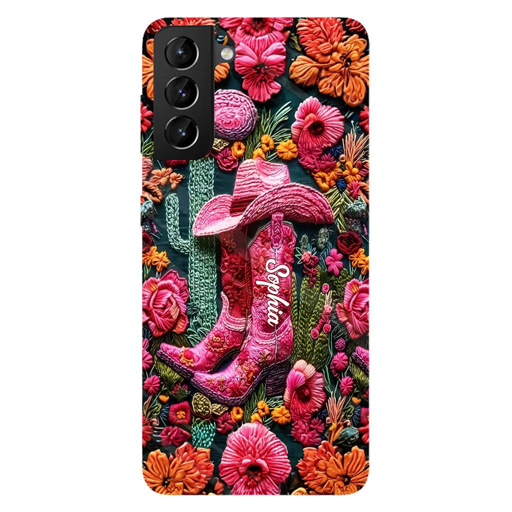Coque de téléphone personnalisée « Cowgirl rose » avec imprimé intégral