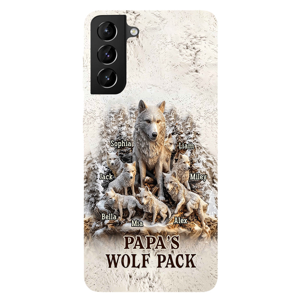 Coque de téléphone personnalisée « La meute de loups de papa » avec impression intégrale