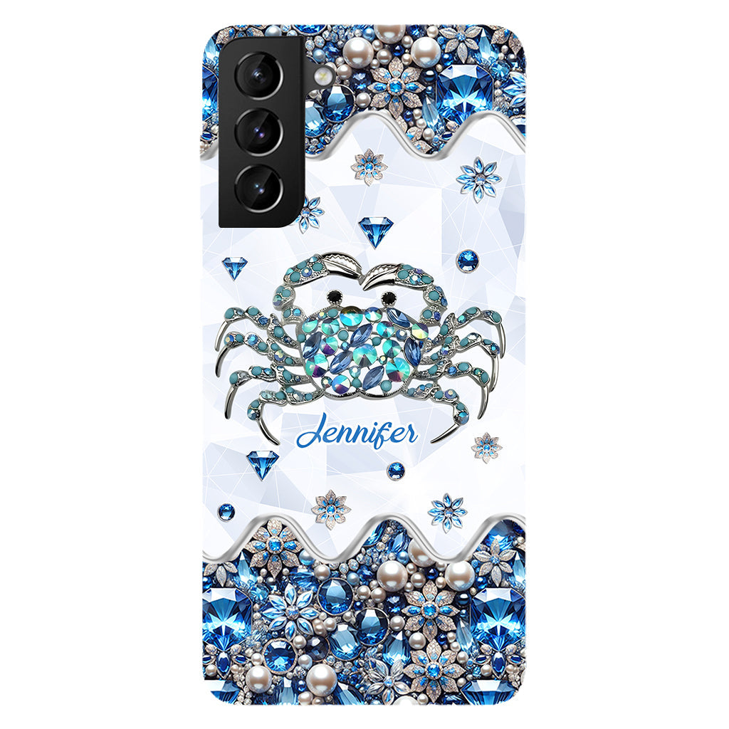 Élégante coque de téléphone personnalisée « Crabe bleu élégant » pour amoureux de la mer