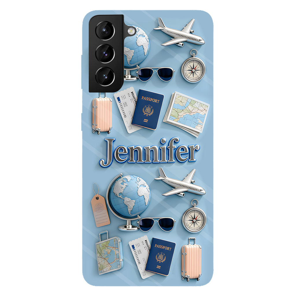 Une fille qui adore voyager - Coque de téléphone personnalisée avec impression intégrale sur le thème du voyage