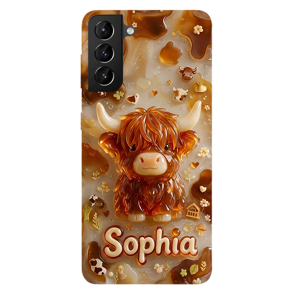 Highland Cow 3D Jelly Effect - Personalized Highland Cow Full Print Phone Case