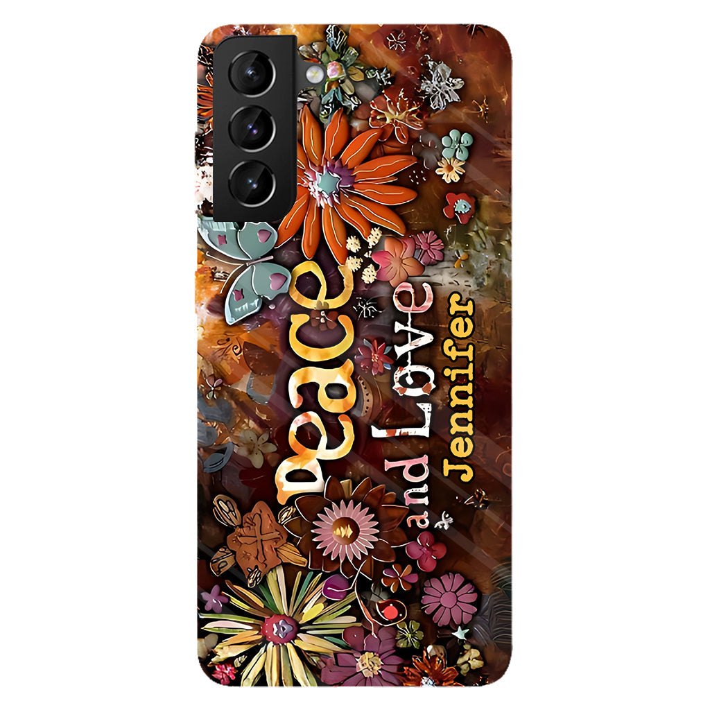 Peace And Love - Personalized Hippie Full Print Phone Case