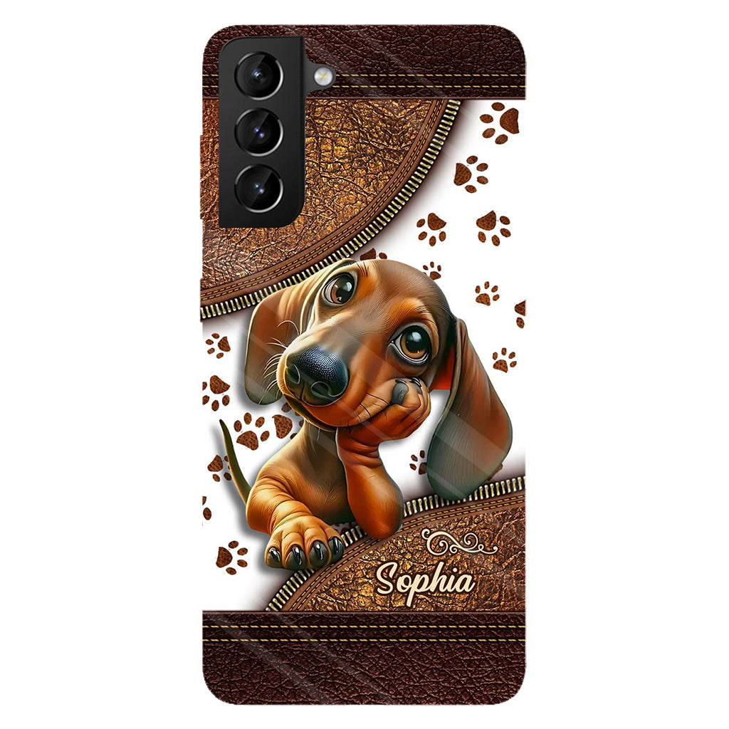 Coque de téléphone personnalisée avec un adorable teckel et un motif intégral de chien