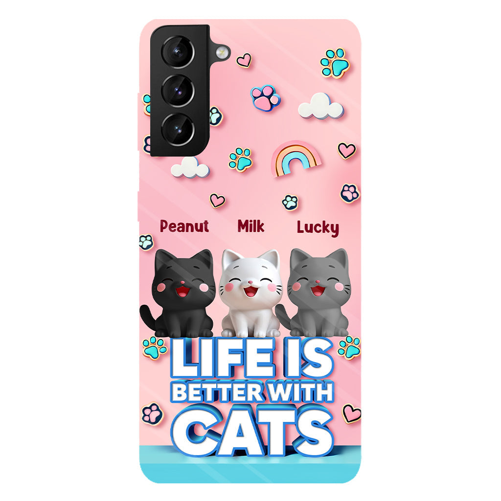 La vie est plus belle avec un chat - Coque de téléphone personnalisée avec motif chat.