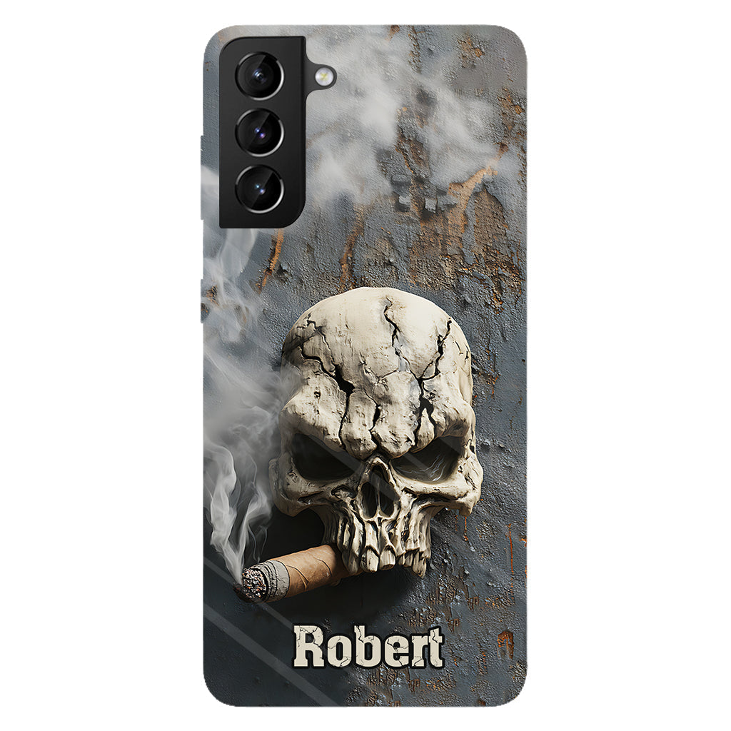 Coque de téléphone personnalisée Skull Cigar - Motif crâne intégral
