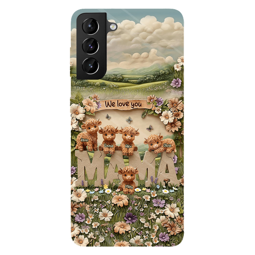 Coque de téléphone personnalisée avec motif vache des Highlands mignonne, maman et grand-mère - Coque de téléphone imprimée intégralement pour maman