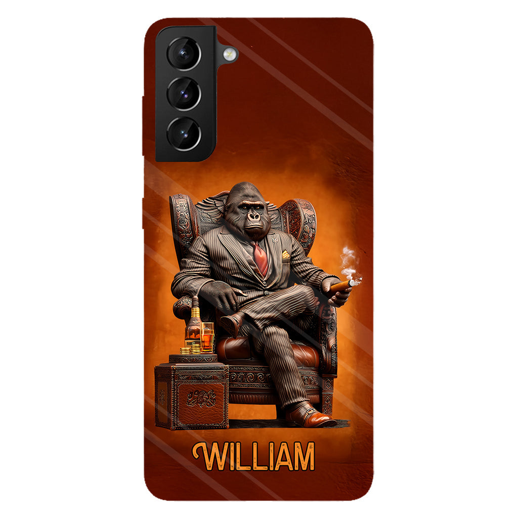 Whiskey & Cigar Gorilla - Personalized Whisky Full Print Phone Case