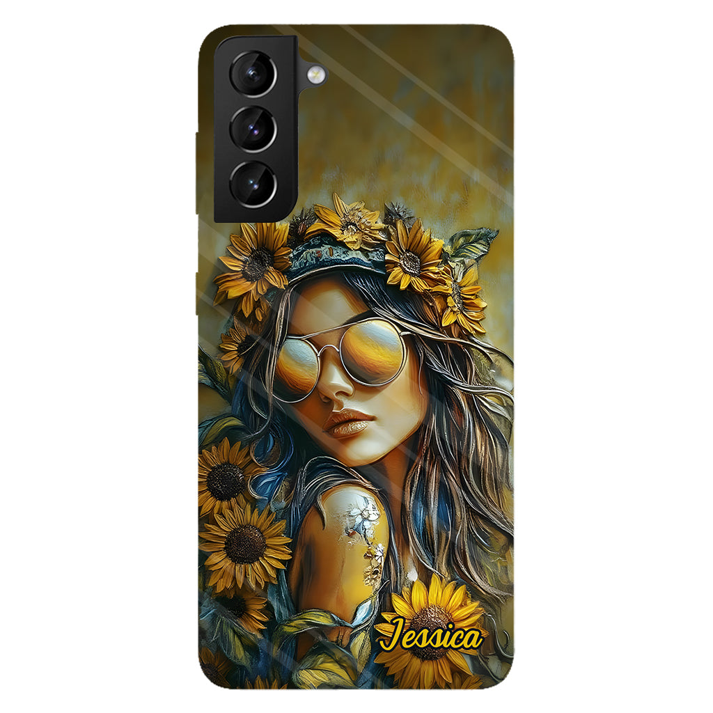 Coque de téléphone personnalisée Hippie Soul Sunflower Girl - Motif hippie intégral