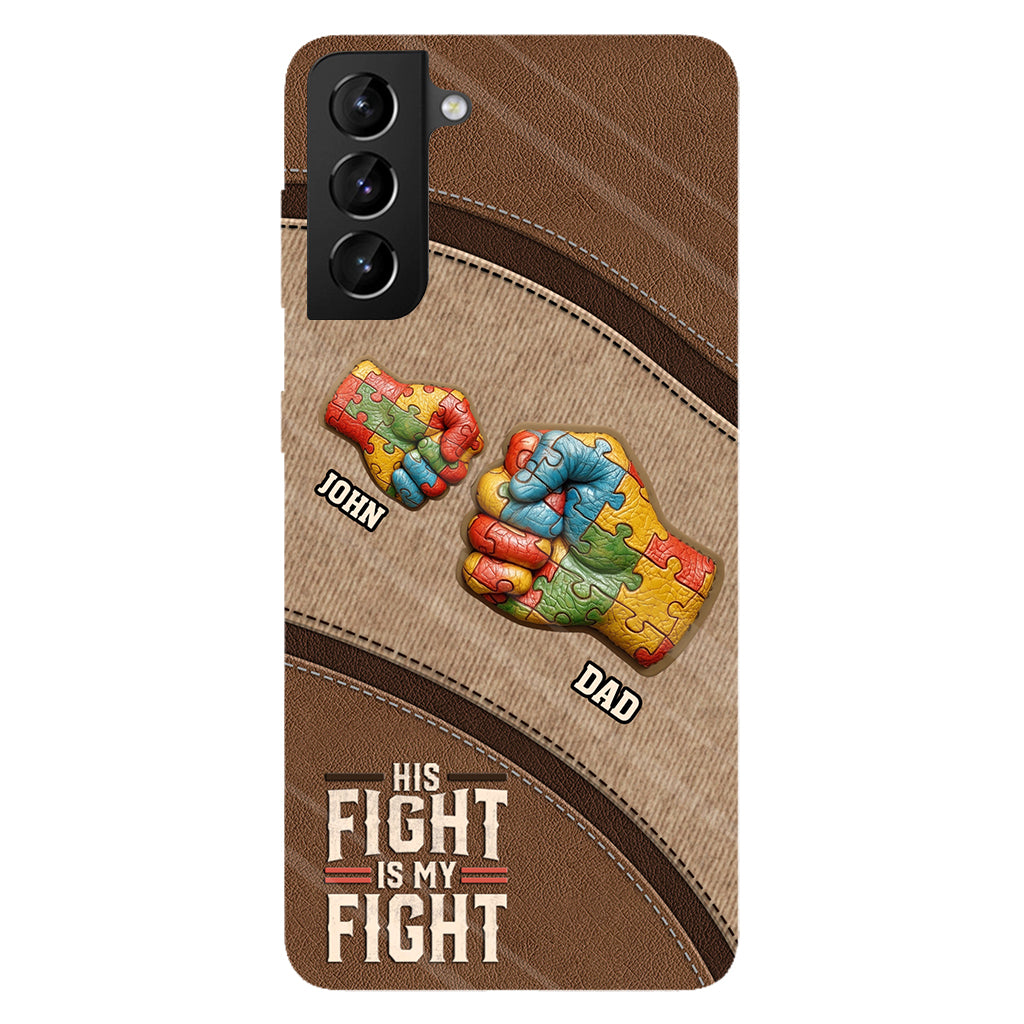 Son combat est mon combat - Coque de téléphone personnalisée avec impression intégrale pour la sensibilisation à l'autisme