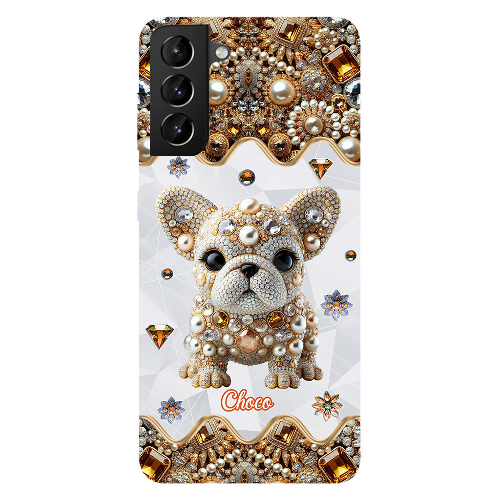 Coque de téléphone personnalisée avec motif intégral de bouledogue français « J’adore »