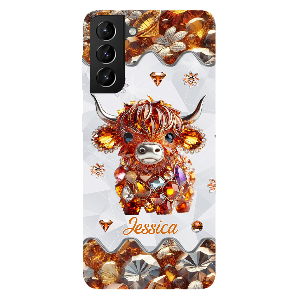 Coque de téléphone personnalisée avec impression intégrale « Juste une fille qui aime les vaches des Highlands »
