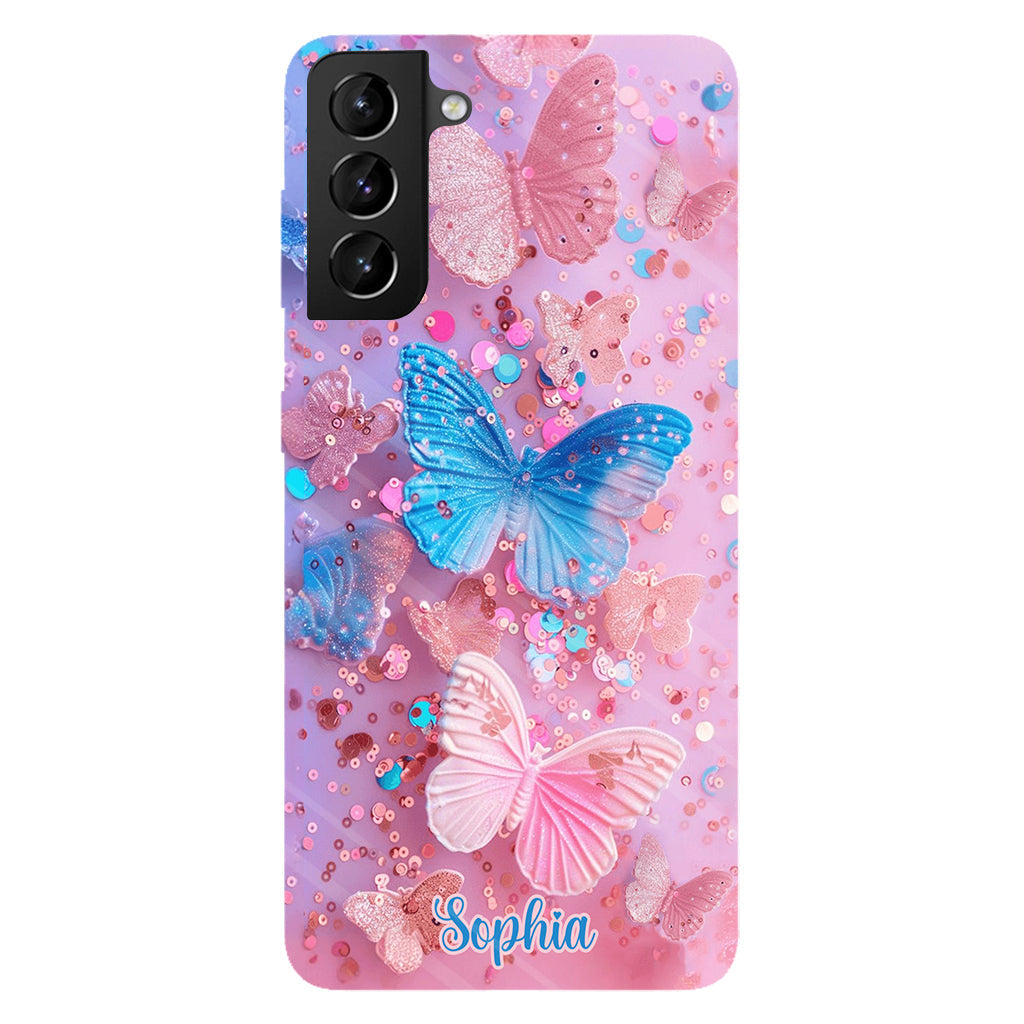 Coque de téléphone personnalisée avec motif papillon scintillant - Papillons scintillants