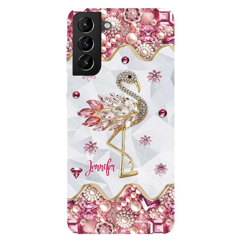 Juste une fille qui aime les flamants roses - Coque de téléphone personnalisée avec impression intégrale de flamants roses