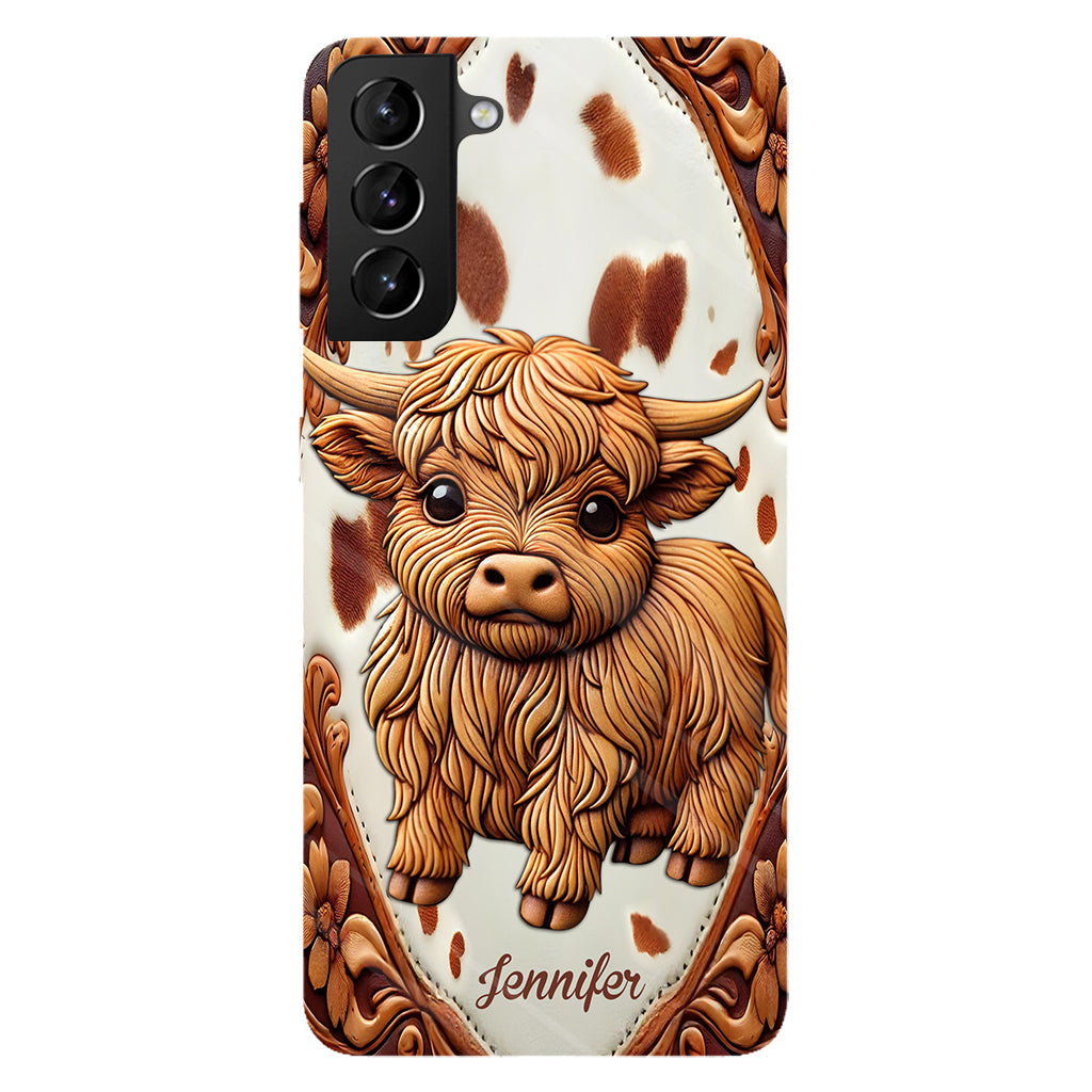 Coque de téléphone personnalisée avec impression intégrale « J’adore les vaches des Highlands »